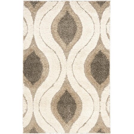 Safavieh 3 ft. 3 in. x 5 ft. 3 in. Small Rectangle Cream and Smoke Florida Shag Rug SG461-1179-3
